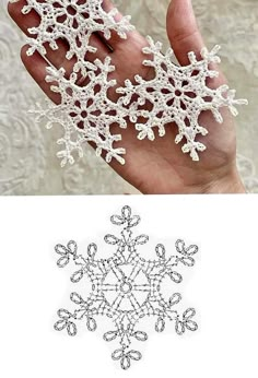 a hand holding a snowflake in the shape of a star and an image of it