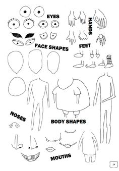 an image of paper dolls with different faces and body shapes on the bottom half of them