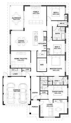 the floor plan for a three bedroom house