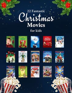 christmas movies for kids with the title 22 fantastic christmas movies for kids in front of them