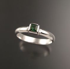 "4mm Green Tourmaline square is bezel-set in sterling silver. 3.5mm wide half round band .This stone is a nice bright grass green color and eye-clean. Specify your size in a \"note to seller\" at check out." Grass Green Color, Green Engagement Rings, Green Tourmaline Ring, London Blue Topaz Ring, Tourmaline Ring, Finger Rings, Grass Green, Gold Wedding Rings, Blue Topaz Ring