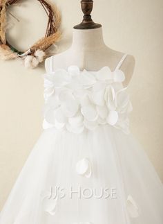 A-Line Knee-length Flower Girl Dress - Satin Sleeveless Straps (010220960) - JJ's House Satin Flower Girl Dress, Ombre Prom Dresses, Cheap Flower Girl Dresses, Girls Dresses Online, Girl Flower, Line Flower, Satin Flowers