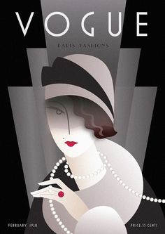 an advertisement for a fashion show featuring a woman in a hat with pearls on her neck