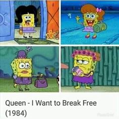 four different pictures with the caption queen - i want to break free from 1994