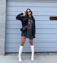 White Boots Outfit, Fashion Outfits Dresses, Outfits Dresses, Looks Chic, 가을 패션