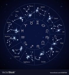 zodiac signs in the night sky with stars