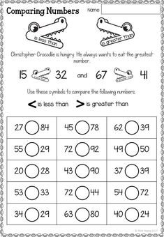 the worksheet for comparing numbers