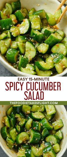 easy 15 minute spicy cucumber salad is the perfect side dish for any meal