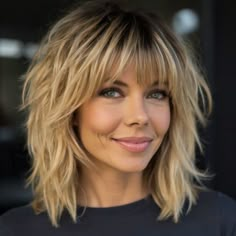 Discover why shag haircuts for women are making a bold return this season! Dive into the article to explore 34 stunning styles that could transform your look—click to read and follow us for more inspiration! Medium Length Shag Curtain Bangs, Hair For 2024 Women, Medium Shaggy Haircuts Choppy Layers, Med Length Shaggy Haircut, Short Hair Shag Cut, Edgy Womens Haircuts, Shag Shoulder Length Haircut, Shag Hairstyles For Round Faces