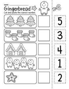 a printable worksheet for children to practice counting and number recognition with gingerbread