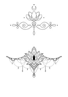 two different designs on the side of each other, one with a flower and another with leaves