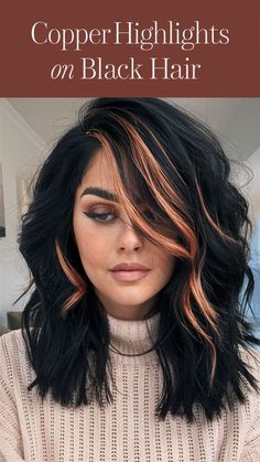 fall hair colors | hairstyles for homecoming | hoco hairstyles updo Halloween Ombre Hair, Burgundy With Blonde Hair, Red With Silver Highlights, Black Hair With Cowboy Copper Highlights, Black Hair With Different Colors, Color Dipped Hair, Copper Hair With Red Highlights, Black Hair Copper Money Piece, Black With Copper Highlights