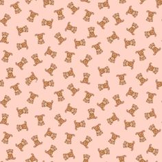 a pink background with brown teddy bears on it