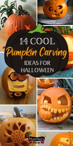 pumpkin carving ideas for halloween that are easy and fun to do with the kids in the house