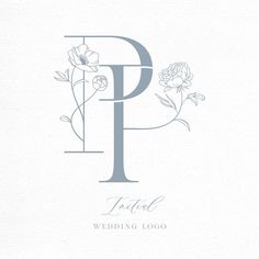 the letter p with flowers and leaves is shown in grey on a white paper background