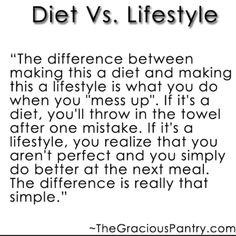 a quote that says diet vs lifestyle, the differences between making a diet and making