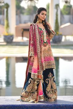 Latest Asian Wedding Party Wear in Maroon Color with Magnificent Look emblazoned with beautiful embroidery. Buy Latest Asian Wedding Party Wear online in USA. 3 Piece Outfit, Wedding Party Wear, Pakistani Party Wear, Gota Work, Shirt Pant, Beautiful Pakistani Dresses, Short Shirt, Pakistani Bridal, Desi Fashion