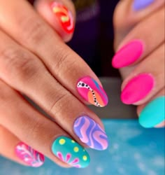 Concert Nails, Summer Nails 2023, Fruit Nail Art, Nails Art Designs, Tropical Nails