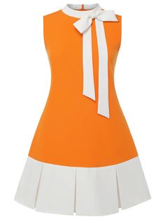 Vintage Outfits 90s Retro Dress, Vintage Outfits 90s Retro, Mod Dress 60s, Uniform Ideas, Vintage Outfits 90s, Work Uniform, Standard Dress, 1960's Dress, Dress Orange