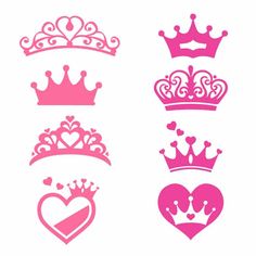 pink princess crowns and hearts cut outs