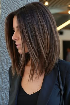 Rambut Brunette, Hair Color And Cut, Haircuts For Fine Hair, Mid Length Hair, Medium Hair Cuts, Long Bob