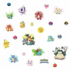 the pokemon stickers are all over the wall