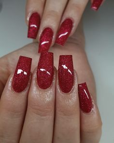 Red Sparkle Nails, Red Wedding Nails, Red Sparkly Nails, Short Red Nails, Nails Design Short, Prom Nails Red, Red Nails Glitter, Red Acrylic Nails, Formal Nails