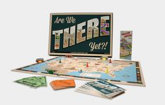 the board game are we there yet? is on display with its contents and instructions