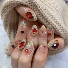 Easy Nail Art Designs, Really Cute Nails, Soft Nails, Red Nail, Gold And Red, Kawaii Nails, Pretty Nail Art, Minimalist Nails, Dream Nails