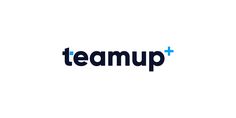 the logo for teamup plus is shown in black and blue on a white background