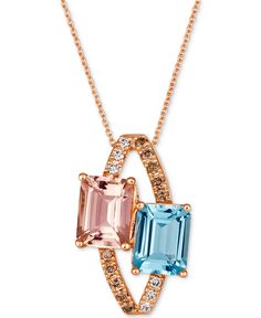 in stock Trillion Ring, Peach Morganite, Chocolate Diamonds, Le Vian, Aquamarine Blue, Blue Sea, Fine Jewelry, Rose Gold, Pendant Necklace