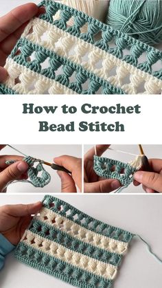 the crochet bead stitch is being worked on