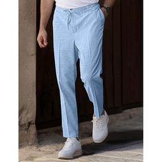 Season:Spring  Summer; Fabric:Linen Cotton Blend; Gender:Men's; Style:Basic,Fashion; Occasion:Holiday,Daily,Casual; Fit Type:Regular Fit; Function:Breathable,Comfort; Waistline:Mid Waist; Pattern:Plain; Design:Front Pocket,Straight Leg; Pants Type:Trousers,Linen Pants,Summer Pants; Fly Type:Button; Front page:FF; Listing Date:05/29/2024; Pants Length:Ankle-Length Trousers Linen, Mens Linen Pants, Basic Fashion, Cotton Linen Pants, Business Pants, Linen Blend Pants, Pants Summer, Mens Linen, Style Basic