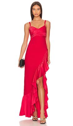 Bright Formal Dress, Strapless Fitted Dress For Red Carpet, Elegant Red Ruched Gown, Fitted Satin Evening Dress For Red Carpet, Strapless Fitted Red Carpet Gown, Red Maxi Dress With Ruched Bodice, Red Carpet Satin Maxi Dress, Fitted Dresses For Red Carpet And Prom Season, Red Carpet Fitted Gown With Sweetheart Neckline