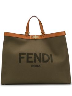 Fendi Tote Bag, Fendi Tote, Fendi Bag, Embroidered Tote Bag, Bag Obsession, Fendi Peekaboo, Fendi Logo, Embroidered Tote, Square Body