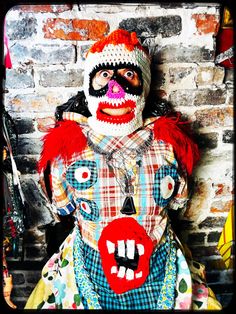 Large Crochet Clown Mask, great for Halloween, parties or cold weather nights out on the town! 70's style crochet. Thank you for looking & supporting handmade!  Measurements: 11" to 13" across 12" to 13" in length Be sure to check out my ig @crudethings and my other etsy shops for art crudeart.etsy.com and for jewelry blacklodgejewelry.etsy.com and thank you LaSheetsTreats for this fun pattern! Winter Face, Clown Mask, Crochet Mask, Ski Mask, Halloween Masks, Face Cover, Creepy Cute, Skull Cap, 70s Fashion