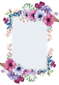 an empty paper with watercolor flowers on it