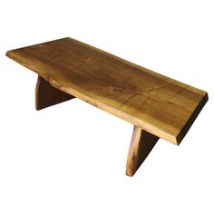 a wooden bench sitting on top of a white background