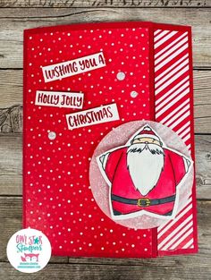 a christmas card with santa clause on it and the words, wishing you a holly jolly christmas