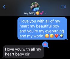 two text messages with the caption i love you with all my heart