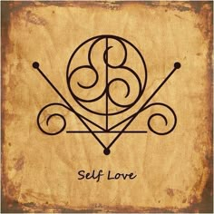 the logo for self love is shown on an old paper