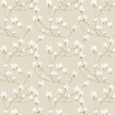 a wallpaper with white flowers on it