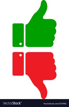 two thumbs up and down icons in green and red