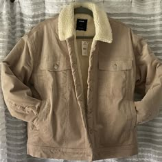 Never Worn, New With Tags Corduroy Jacket In Beige. Size Small. Insta Effects, Beige Corduroy Jacket, Tan Jean Jacket, Cream Corduroy Jacket, Fluffy Cardigan, Beige Jeans, Beige Stone, Fluffy Jacket, Green Utility Jacket