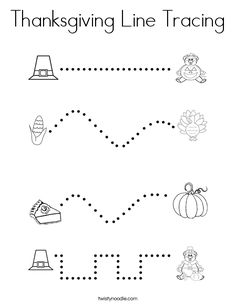 the thanksgiving line traceing worksheet for kids to practice their handwriting and writing skills