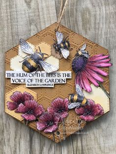 the bee is the voice of the garden card by elizabeth hawkwinge, stampin's blog