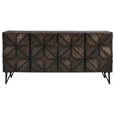 the sideboard is made out of wood and has geometric designs on it's sides