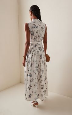 Floral Stretch-Cotton Poplin Dress By Adam Lippes | Moda Operandi Cotton Poplin Dress, Adam Lippes, Floral Cotton Dress, Poplin Dress, Khaki Dress, Midi Shirt Dress, White Midi Dress, Black Maxi Dress, Cotton Silk