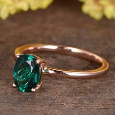 6x8mm Oval Emerald Solitaire engagement ring,Plain 14k rose gold band,anniversary ring,promise ring for women,gifts for her Main ring: 6x8mm oval shaped Cut 1.3ctw Lab-created Emerald Band width approx 1.3mm Plain band style Prong pave set Return and refund: We provide 30days return and exchange service. (Custom order is made by Unique demand, will be non-returnable and non-refundable). As every item in my shop is handmade to order, if you unsatisfied with it and would like to return, Each ring Oval Cut Emerald Engagement Ring, Emerald Oval Ring, Formal Oval Emerald Ring In Rose Gold, Formal Rose Gold Oval Emerald Ring, Rose Gold Oval Emerald Ring For Anniversary, Oval Emerald Ring In Rose Gold, Rose Gold Oval Ring For May Birthstone, Oval Solitaire Ring In 14k Rose Gold, Oval Emerald Solitaire Ring