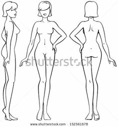 three female mannequins standing side by side in black and white royalty illustration